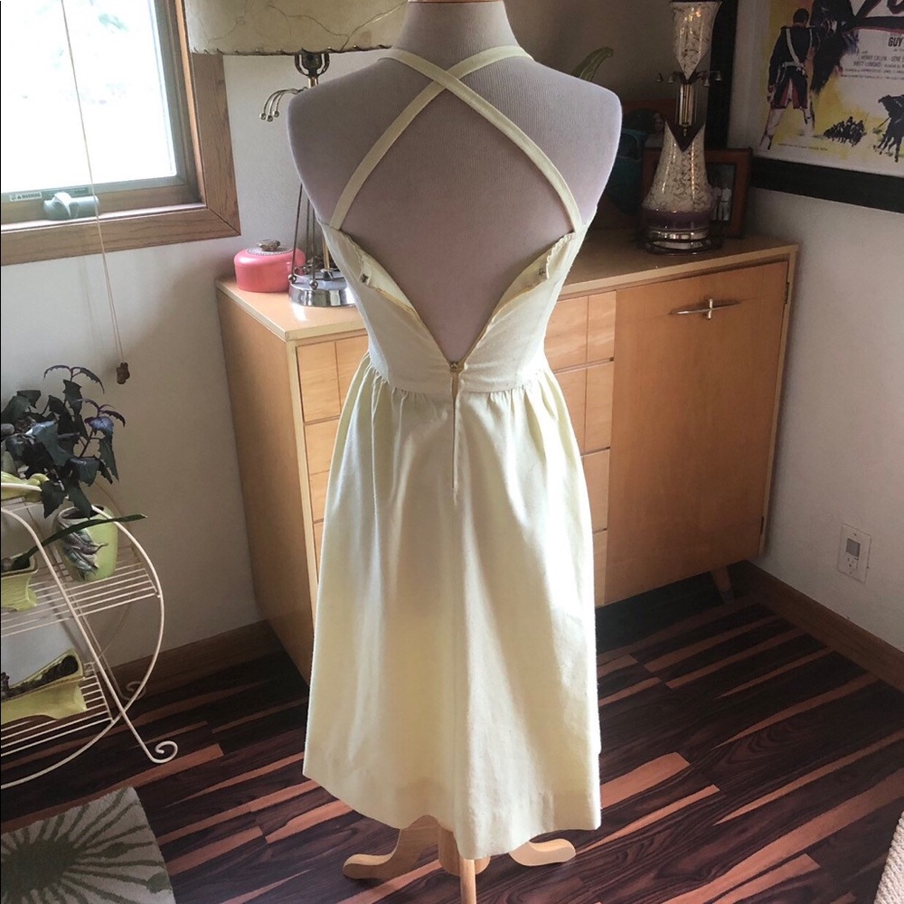 SOLD Vintage 1950s Style Dress Yellow Sundress S M - Picture 5 of 6